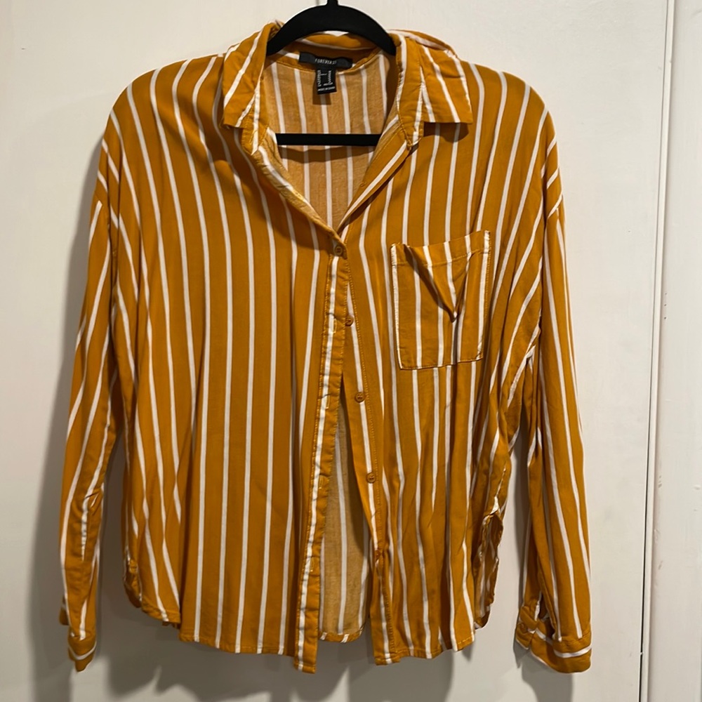 Forever 21 lightweight stripped oversize button down